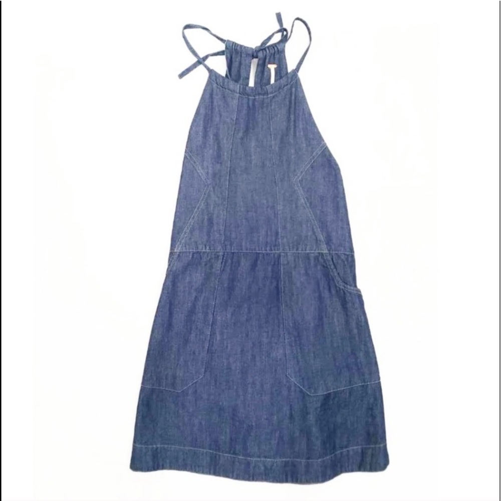Free People denim sundress open back  size small